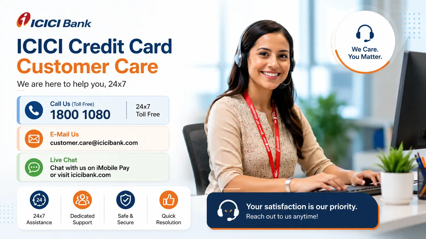 ICICI Credit Card Customer Care Number/E-Mail ID